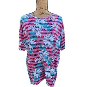 🌸3/$15🌸Lula Roe Small Striped Shirt with White Daisies